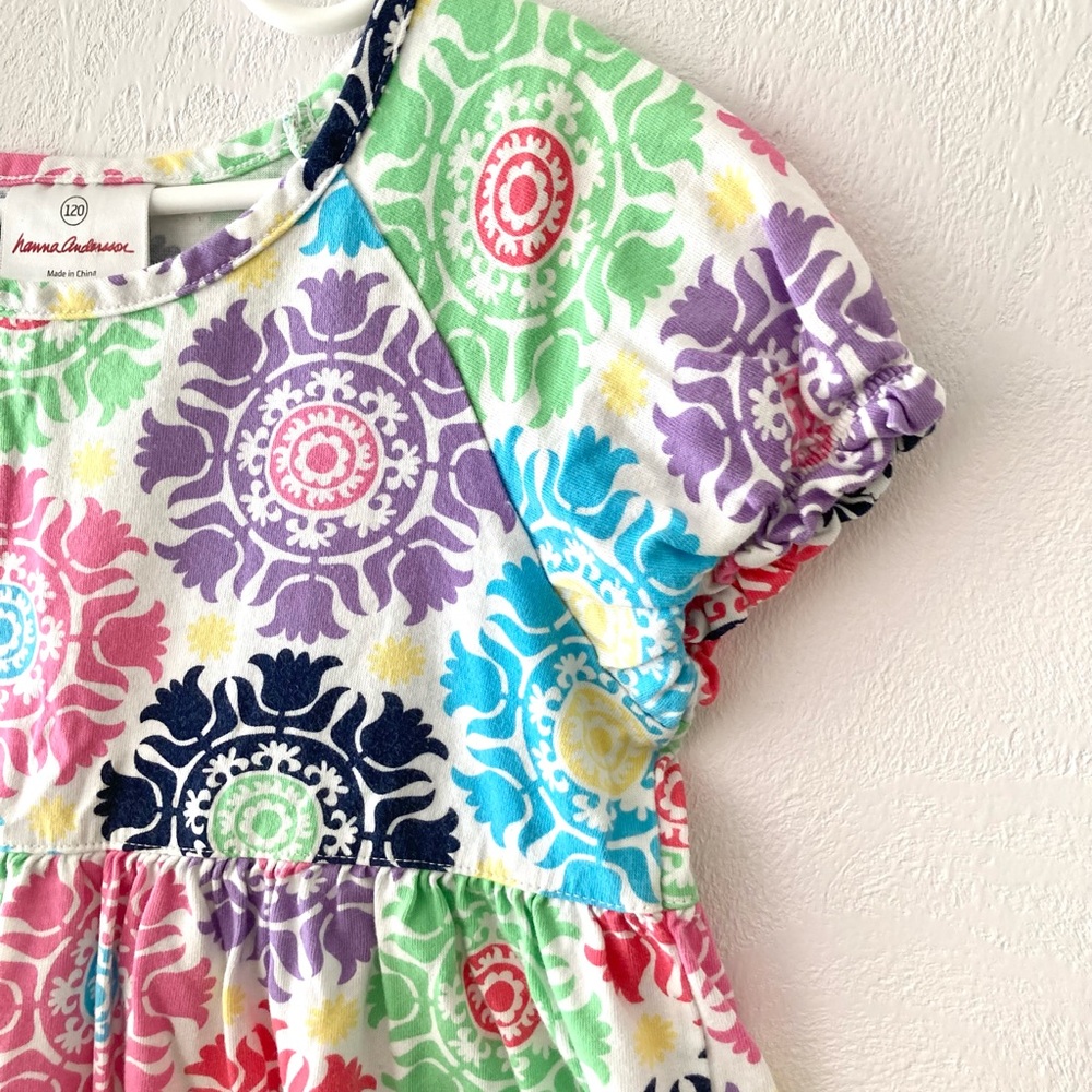Hanna Andersson Floral Short Sleeve Dress Size 6-7 - Picture 4 of 6